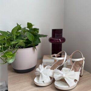 Kelly & Katie White Heels with Bow Accent